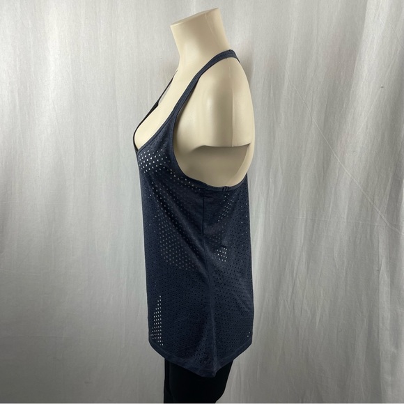 Lorna Jane Dark Grey v-Neck Racerback Triangle Laser Cut Pattern M - Picture 4 of 7